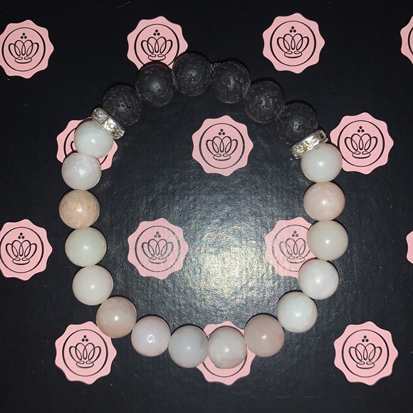 🪬2/$20🪬 AAA Grade Nat 8mm Pink Opal & Lava Stone Stretch Aromatherapy Bracelet - Picture 8 of 12